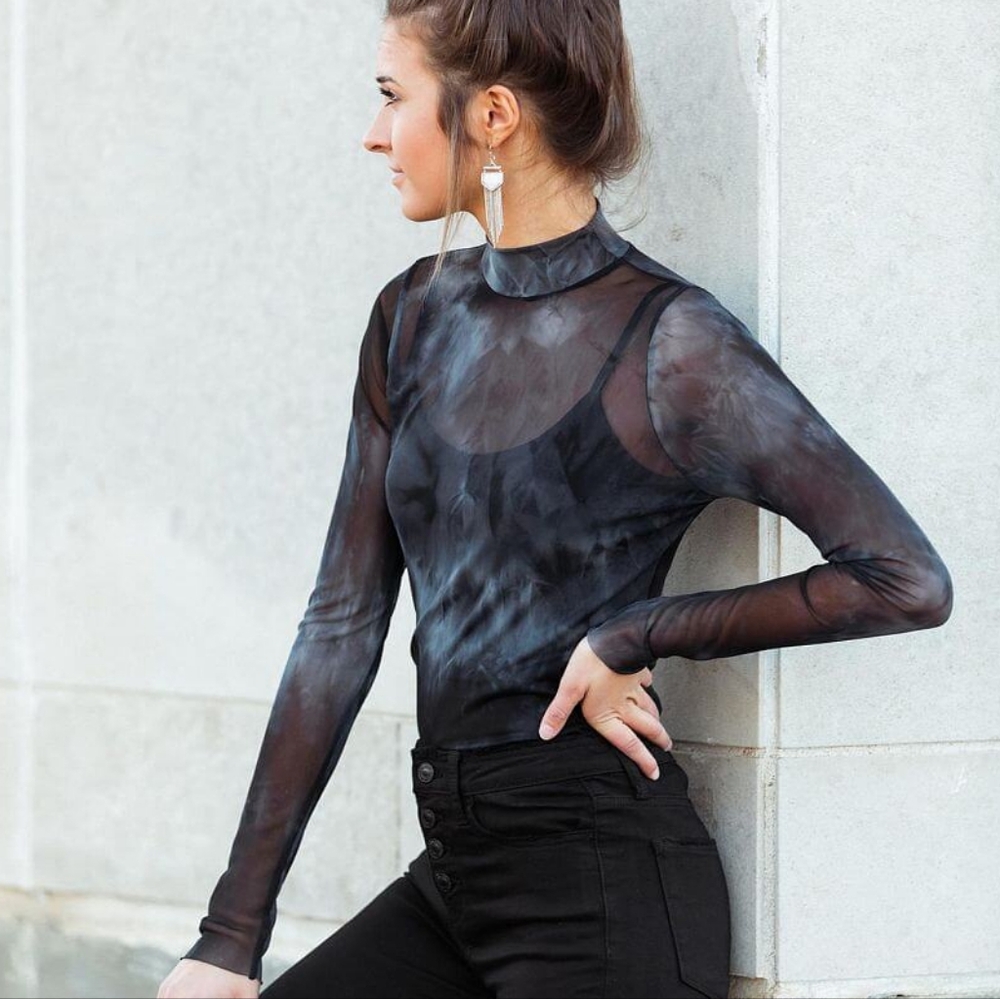 New Buckle Willow & Root Tie Dye Sheer Mesh Top
